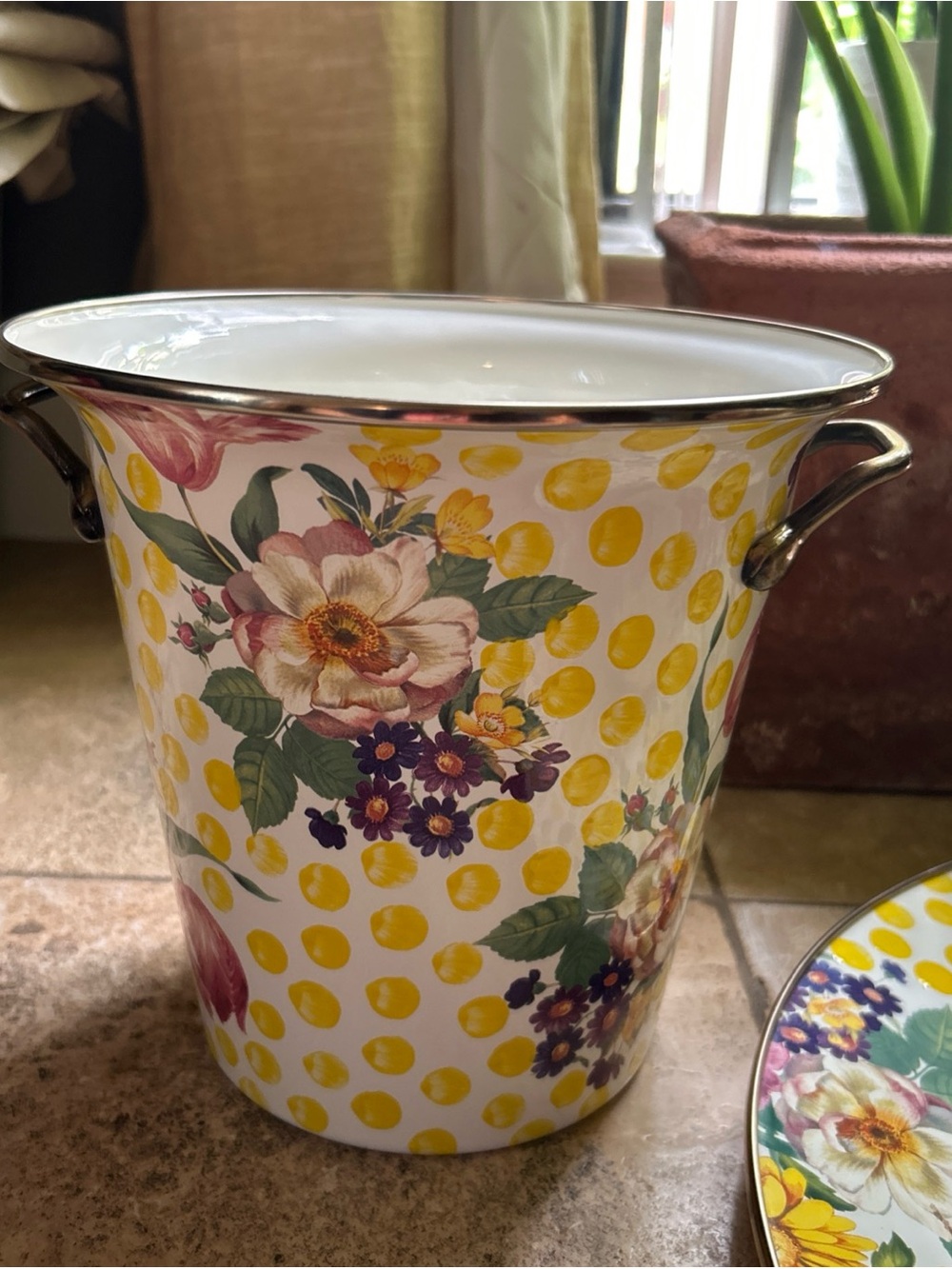 Mackenzie - Childs Buttercup Floral Pattern Ice Bucket - RARE, Vintage